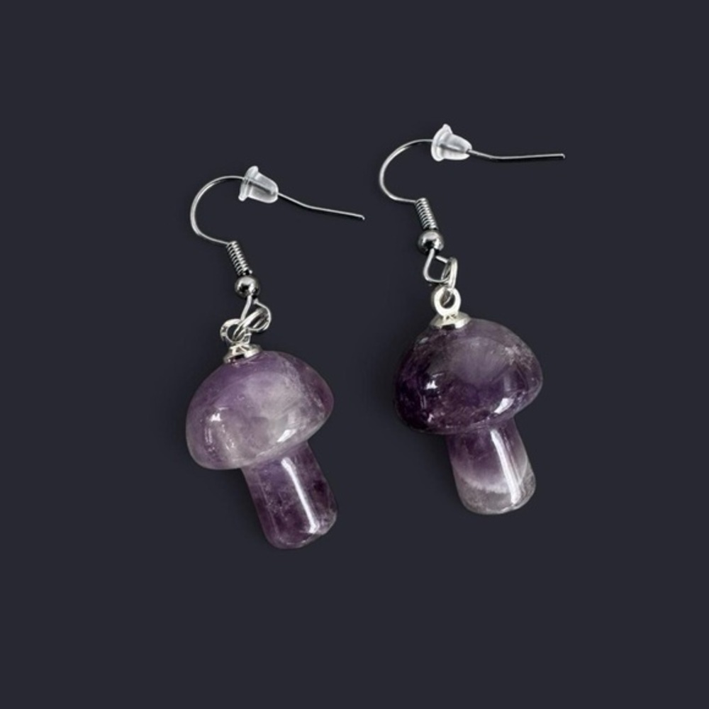Amethyst Mushroom Earrings